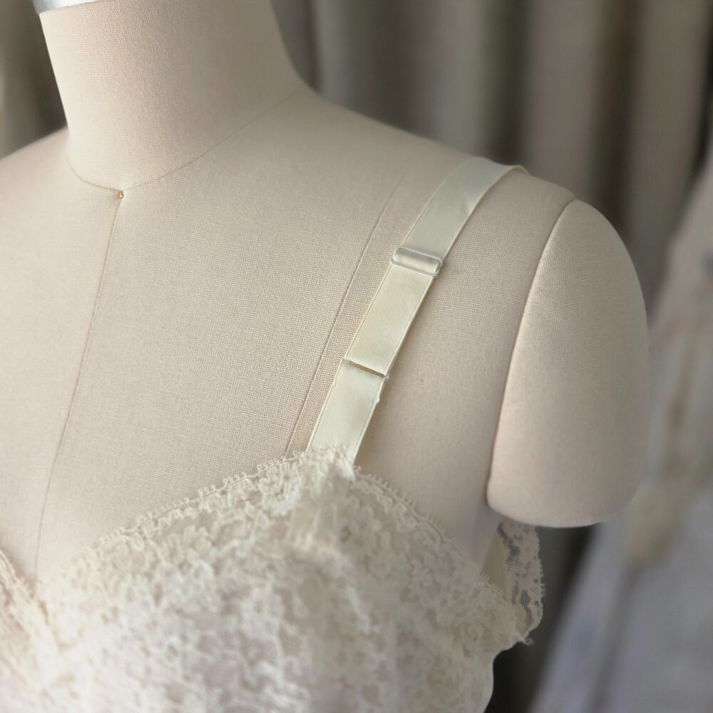 Van Raalte Vintage Slip Size 38 M L White Black Nylon Lace 50s 60s Two Tone - Picture 6 of 11